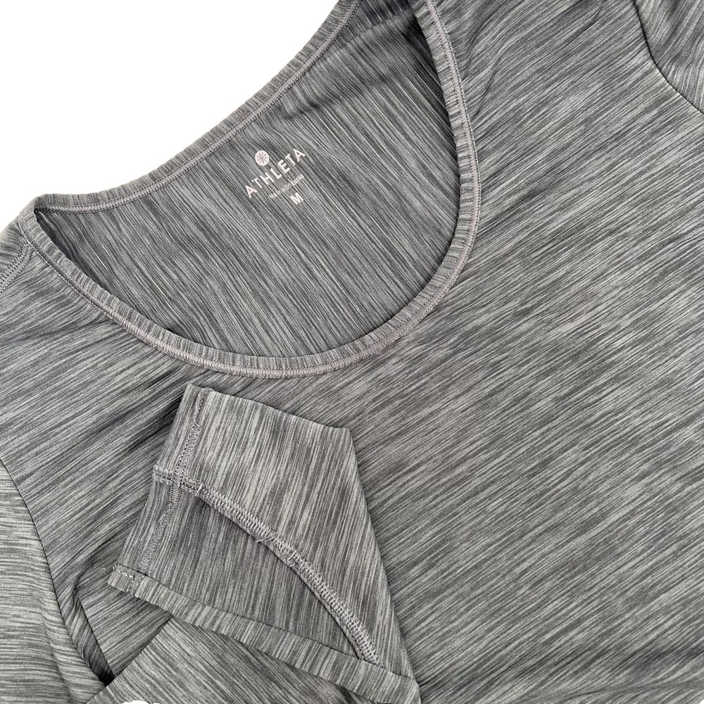 ATHLETA Womens Sz M Heather Gray Long-Sleeve Scoop Neck Chi Top Shirt Thumbholes